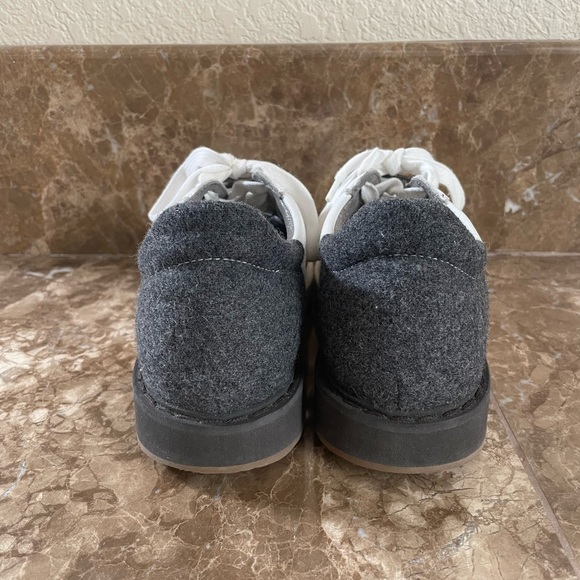 Brunello Cucinelli Grey Wool and White Leather Platform Sneakers Size 36 EUC - Picture 5 of 8